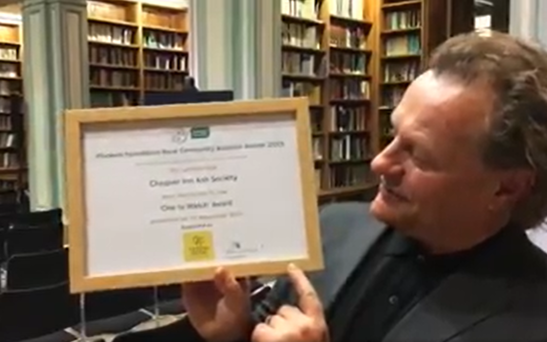 Actor and campaigner Neil Stuke celebrating the Plunkett Award attributed to The Chequer Inn